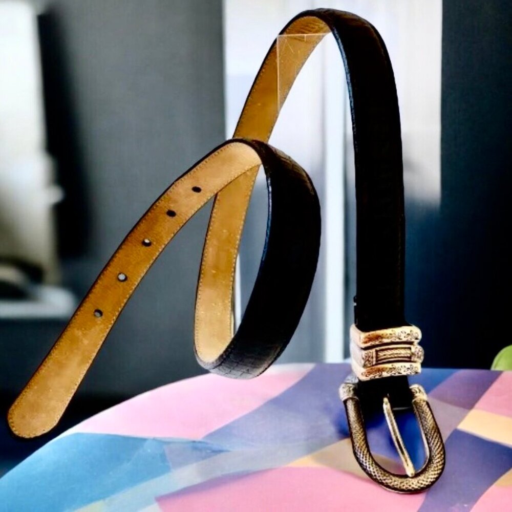 Brighton Belt + Buckle Croc Print Leather